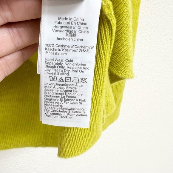 J. Crew Cashmere Classic-Fit Crewneck Sweater in Burnished Chartreuse Size Large - Picture 8 of 11